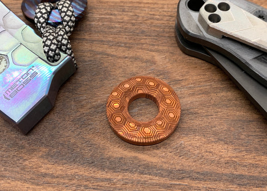 HONEYCOMB engraved Copper lanyard bead Paracord bead Dog tag