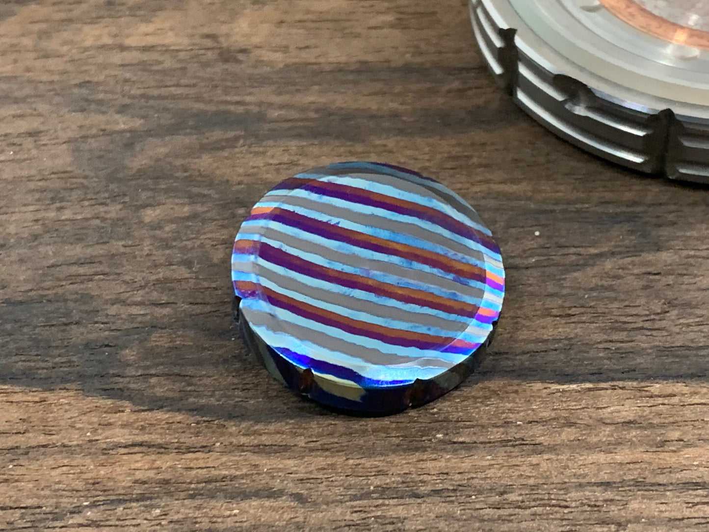 1" ZircuTi TWIST Spinning Worry Coin Black Timascus Spinning Coin