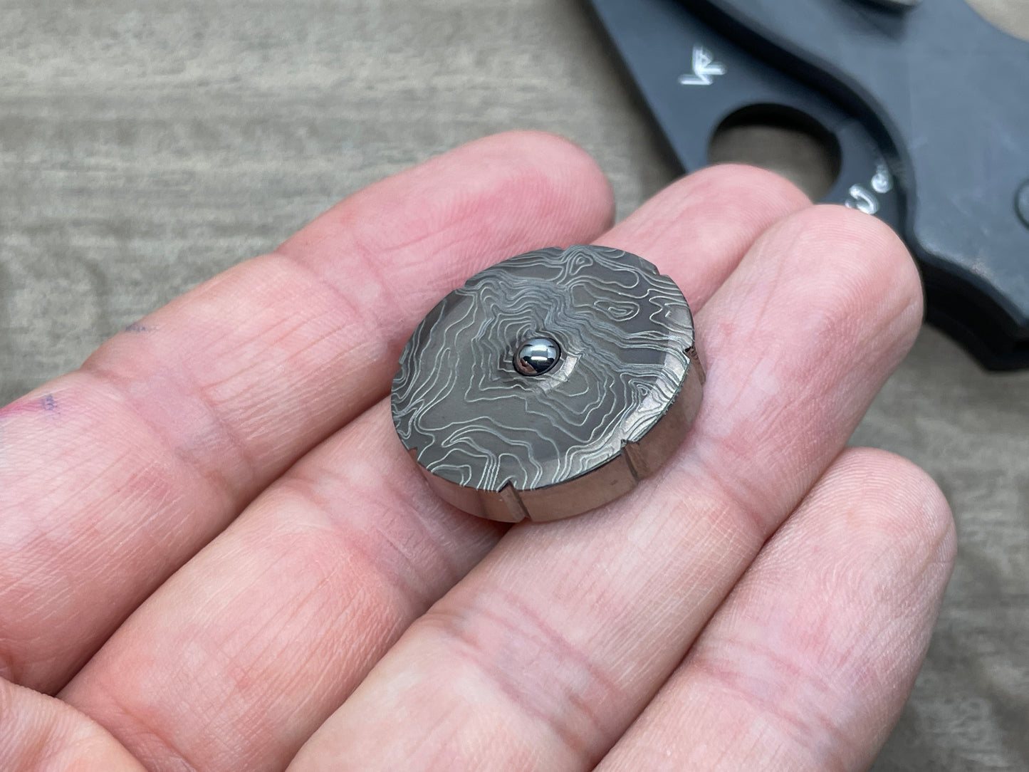 TOPO Black engraved Titanium Spinning Worry Coin Spinning Top
