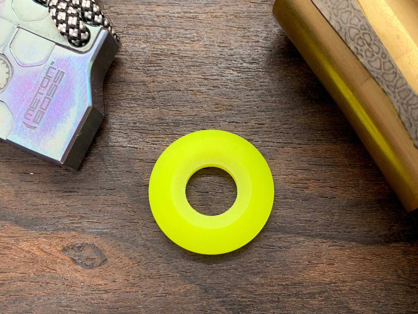 YELLOW TurboGlow in the Dark lanyard bead Keychain Paracord bead Dog tag