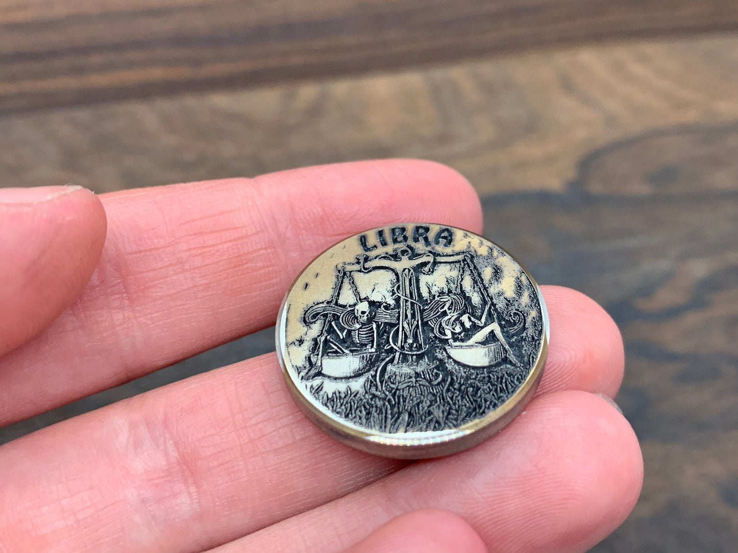 Deep engraved LIBRA Zodiac Titanium Coin for Billetspin Gambit