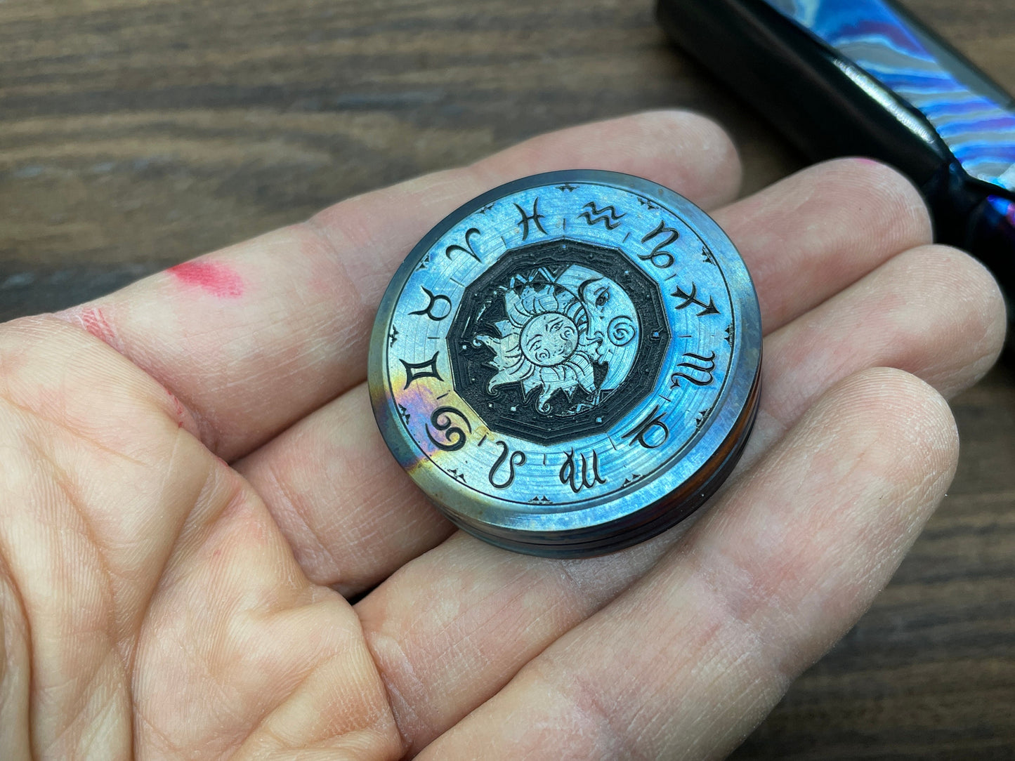 Flamed Sun-Moon CLICKY HAPTIC Coins Stainless Steel Haptic Slider