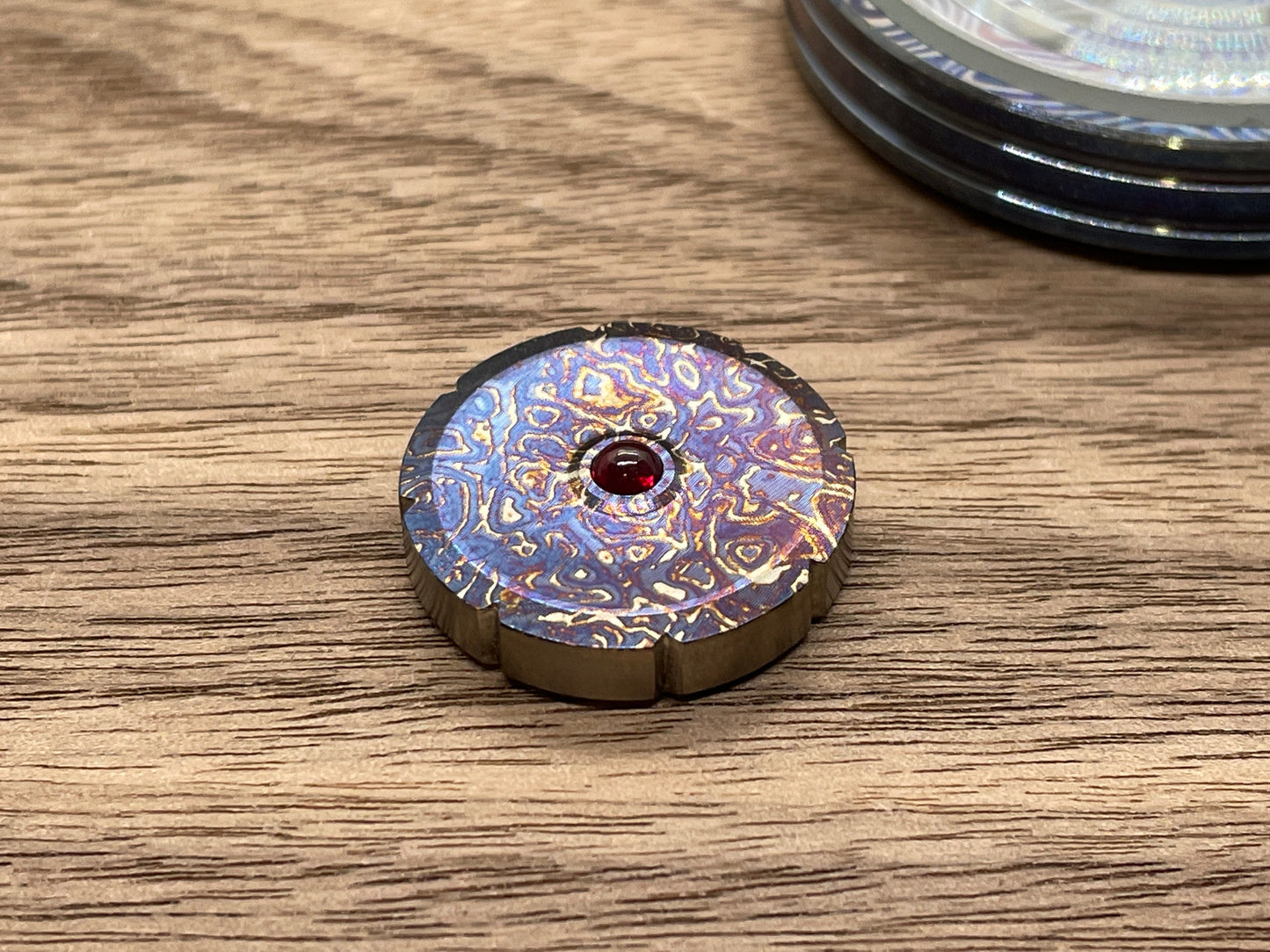 ALIEN heat ano engraved Flamed Titanium Spinning Worry Coin Spinning Top