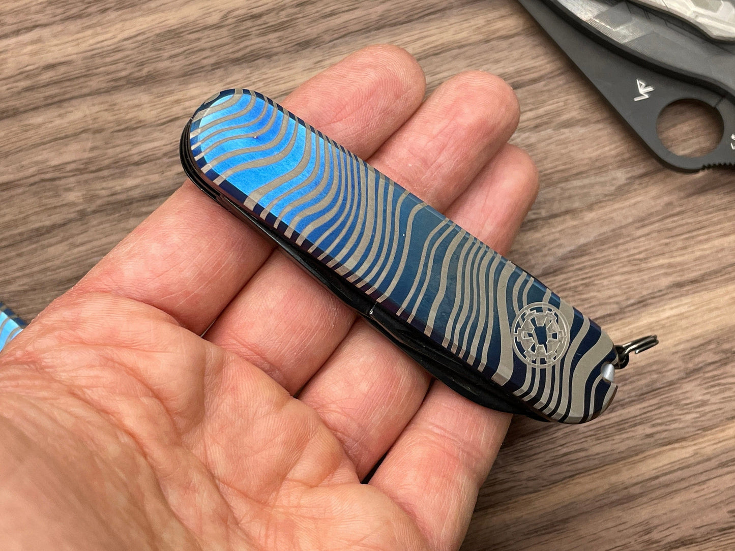 Flamed BESKAR Mandalorian 91mm Titanium Scales for Swiss Army SAK