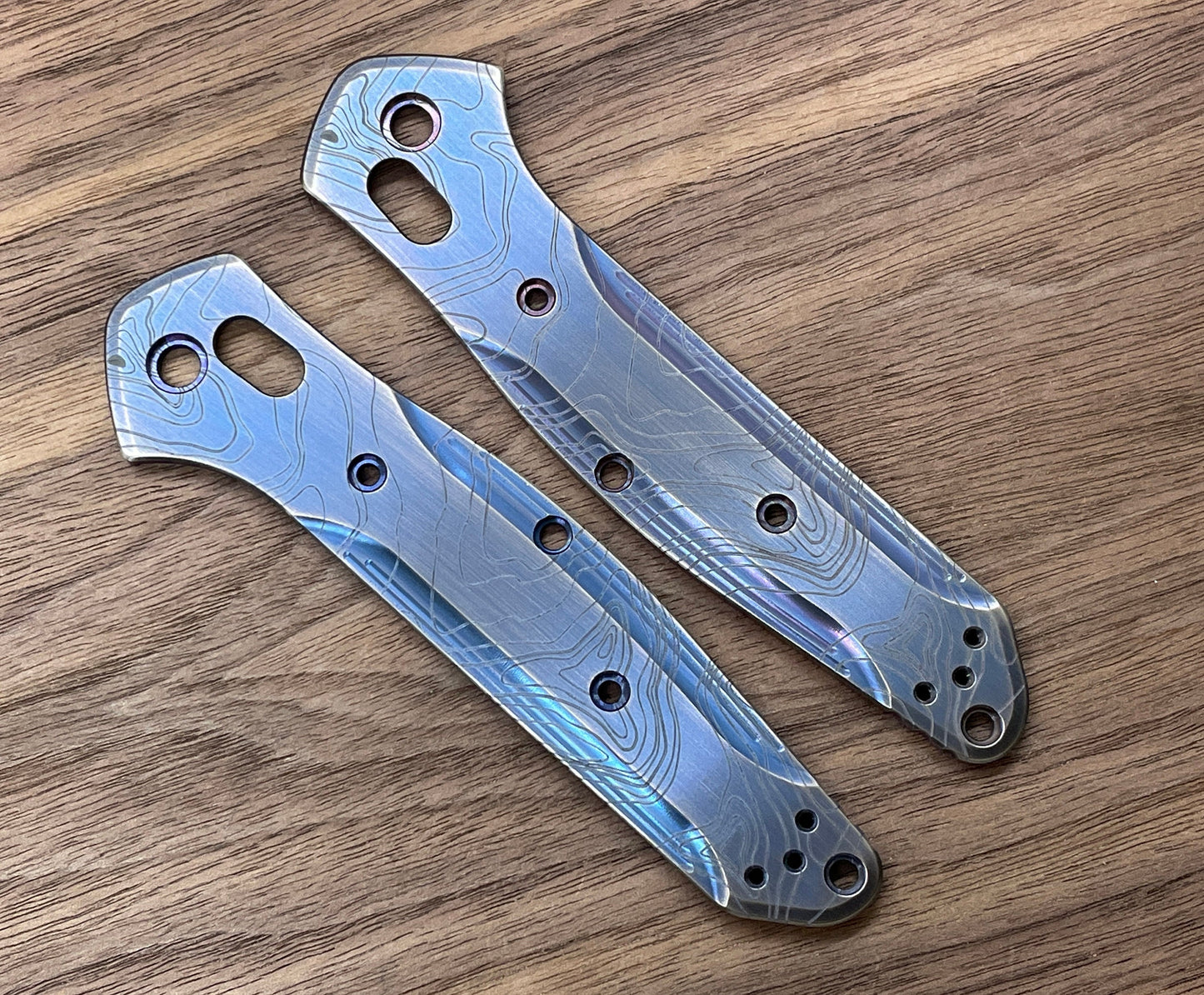 TOPO Blue Ano Brushed Titanium Scales for Benchmade 940 Osborne