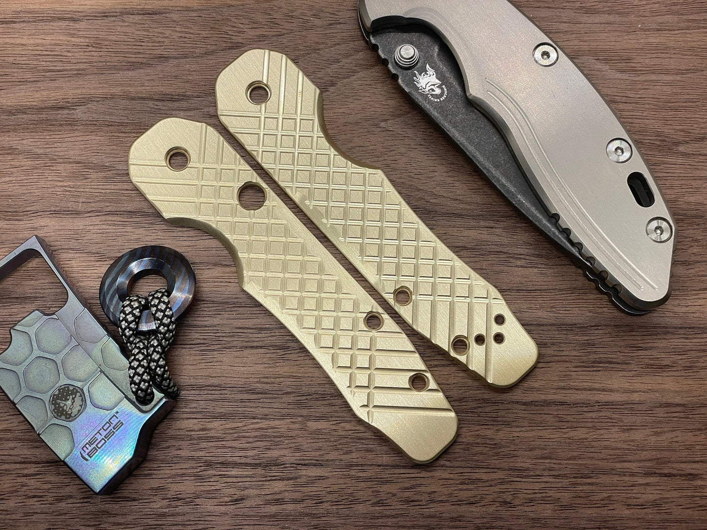 Brass FRAG milled Scales for Spyderco SMOCK