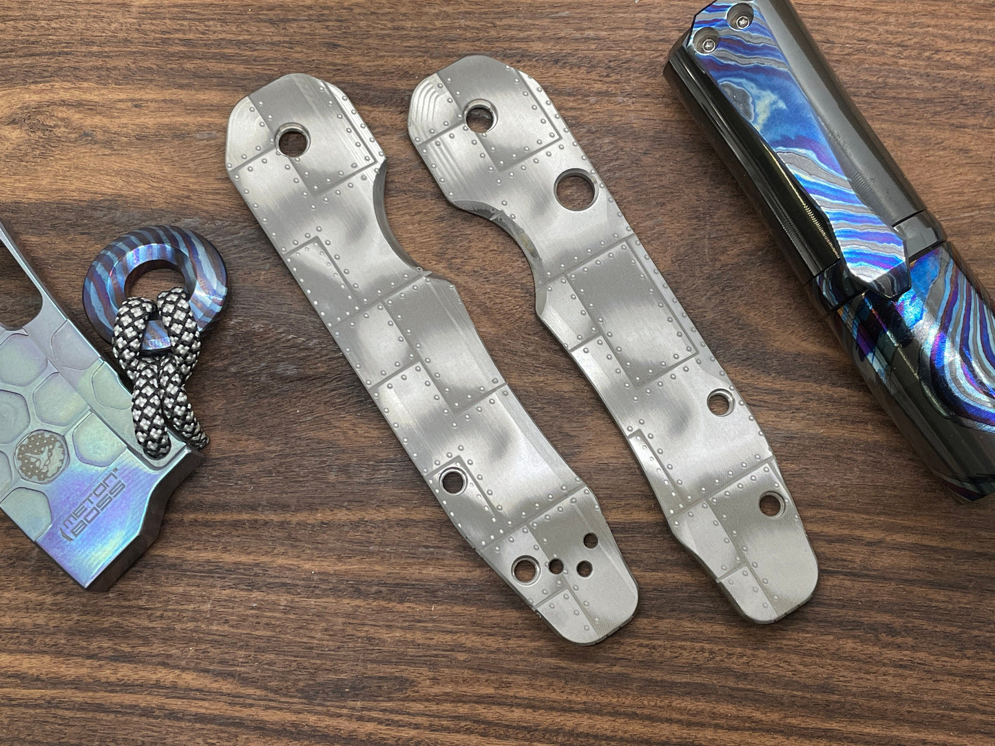 RIVETED AIRPLANE Titanium Scales for Spyderco SMOCK