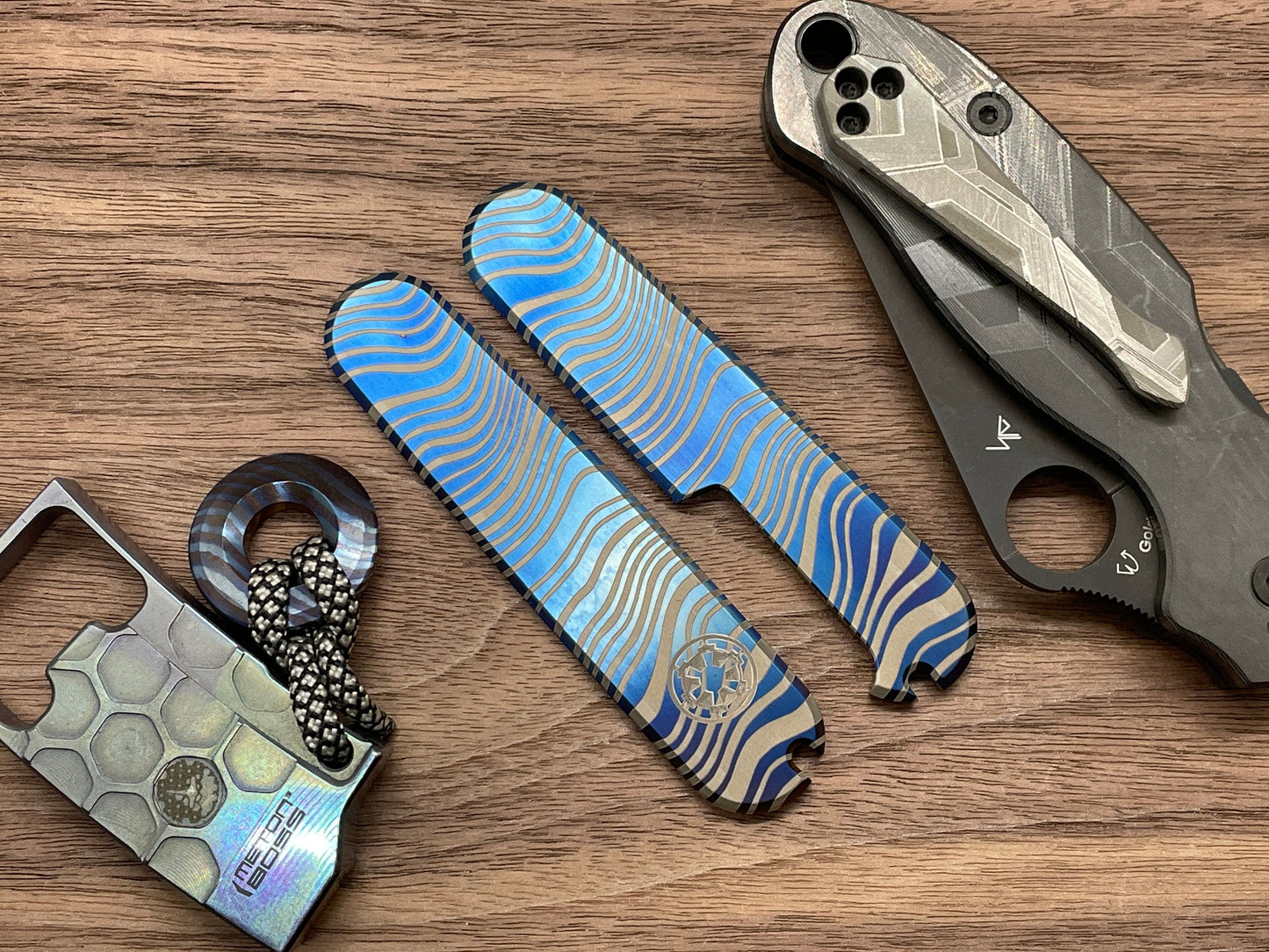 Flamed BESKAR Mandalorian 91mm Titanium Scales for Swiss Army SAK