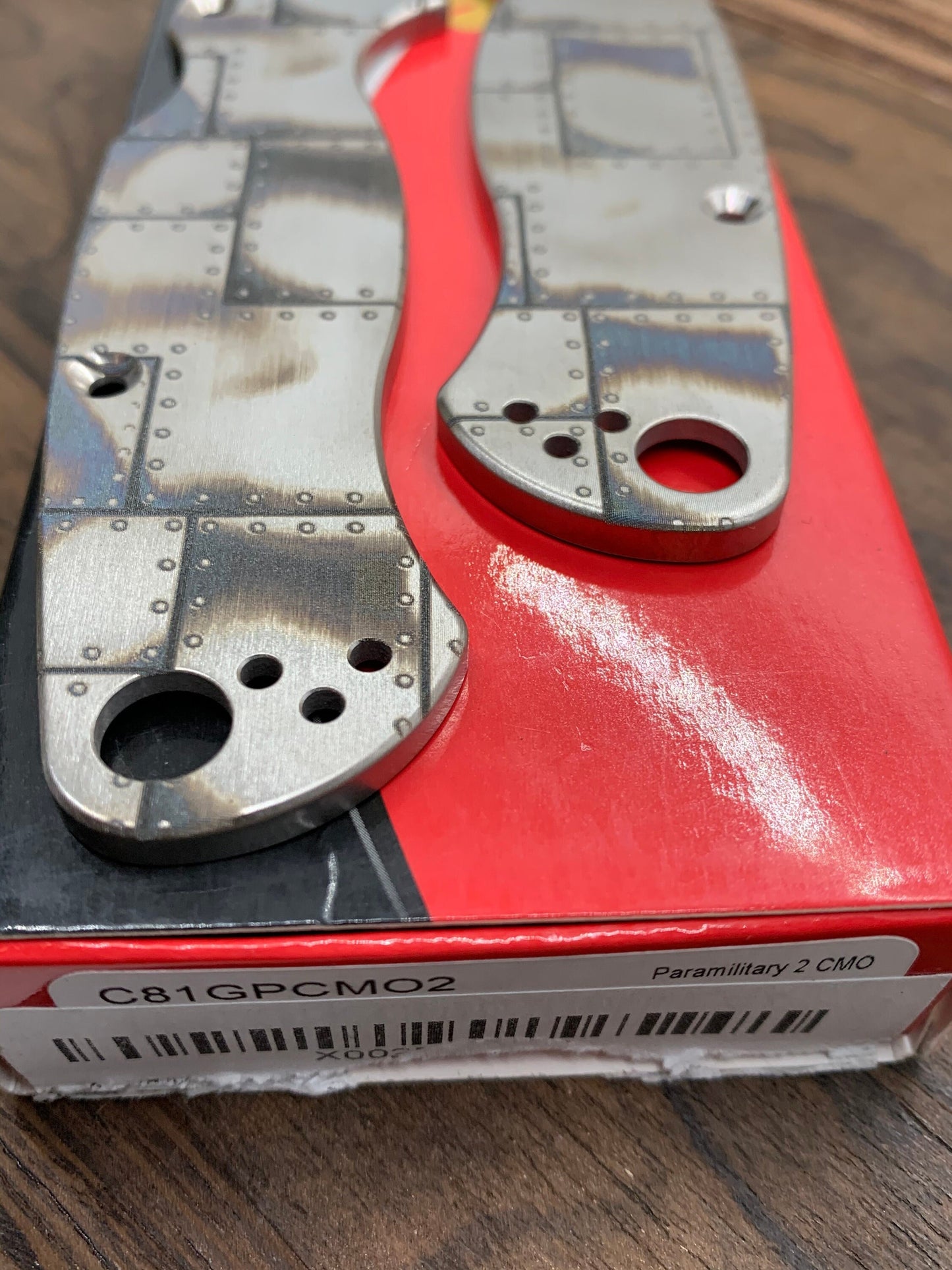 Flamed RIVETED AIRPLANE Titanium scales for Spyderco Paramilitary 2 PM2