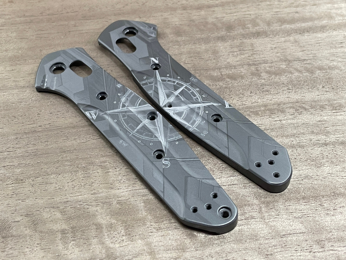 COMPASS engraved Black Zirconium Scales for Benchmade 940 Osborne