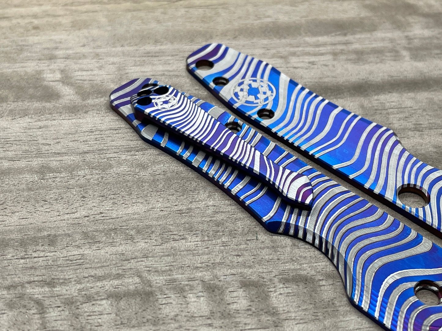 Flamed BESKAR Mandalorian Titanium Scales for Spyderco SMOCK