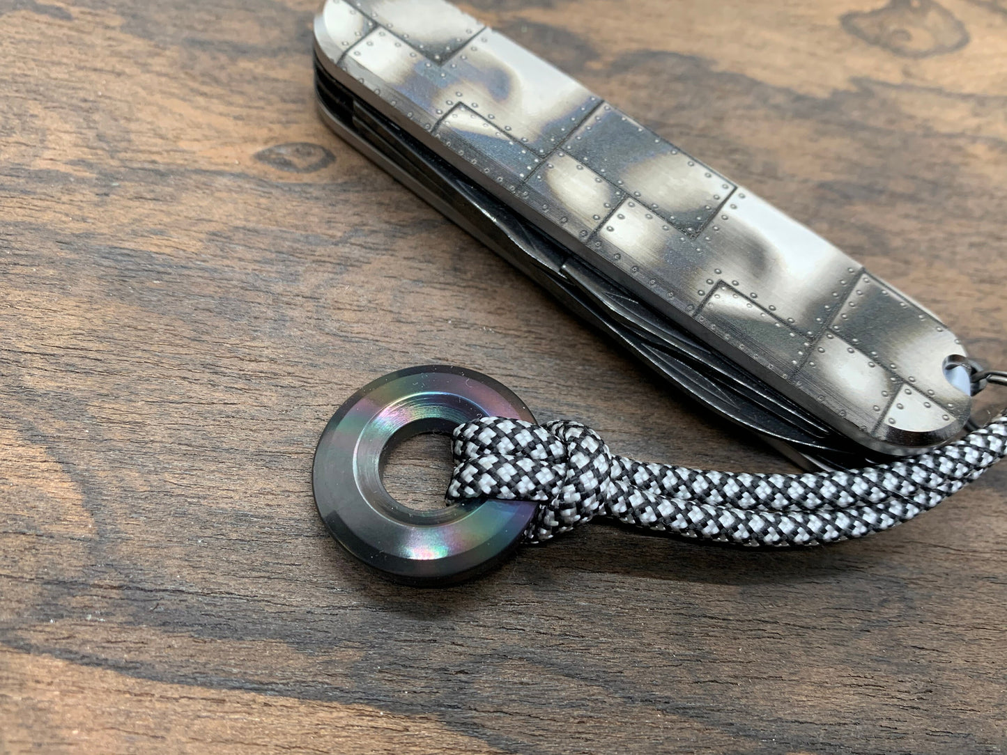 RIVETED AIRPLANE 91mm Titanium Scales for Swiss Army SAK
