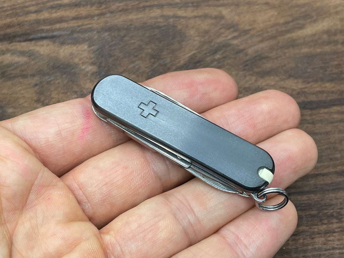 Logo + engraved 58mm Black Zirconium Scales for Swiss Army SAK