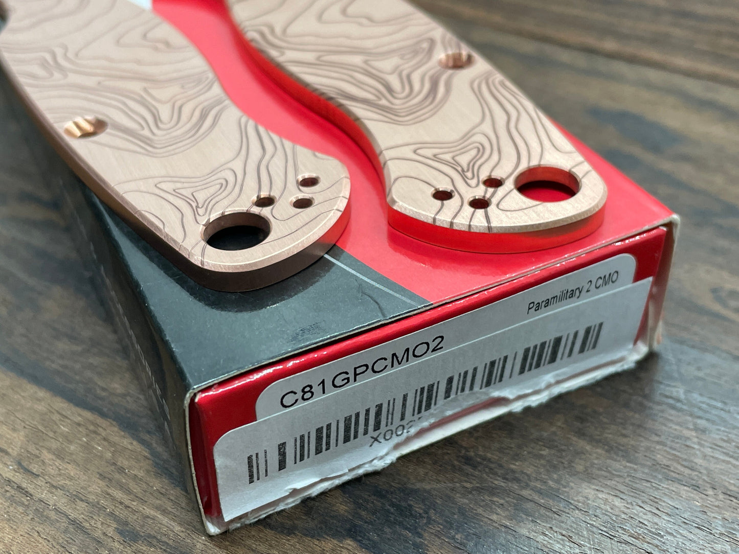 TOPO engraved Copper Scales for Spyderco Paramilitary 2 PM2