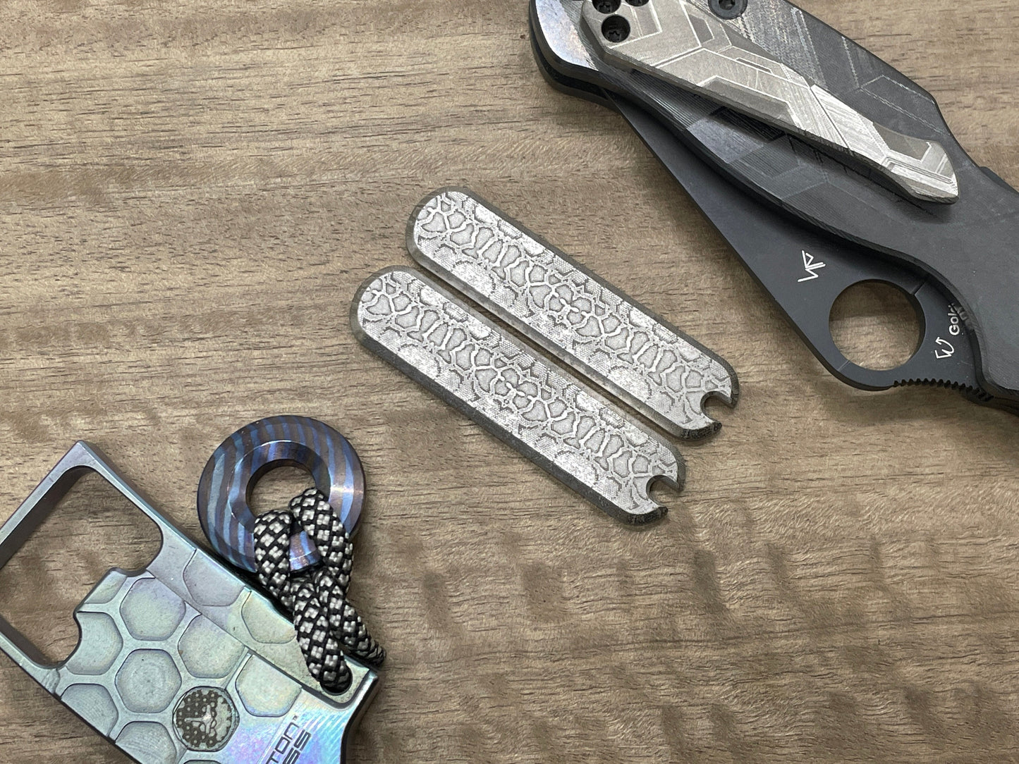 REPTILIAN engraved 58mm Titanium Scales for Swiss Army SAK