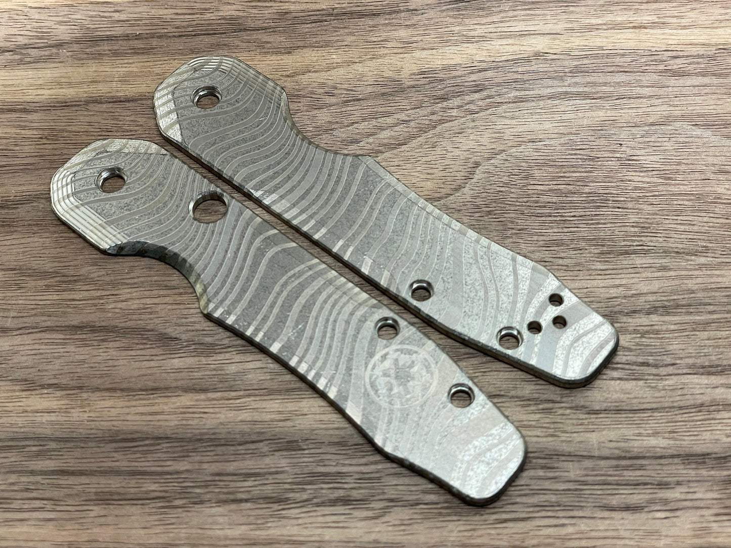 Battleworn BESKAR Mandalorian Titanium Scales for Spyderco SMOCK