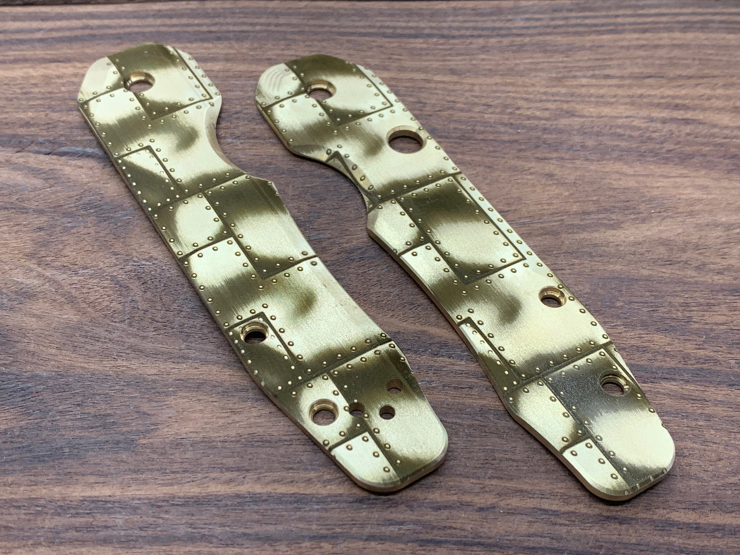 RIVETED AIRPLANE Brass Scales for Spyderco SMOCK
