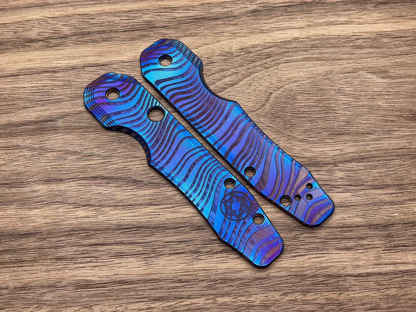 Flamed BESKAR Mandalorian Titanium Scales for Spyderco SMOCK