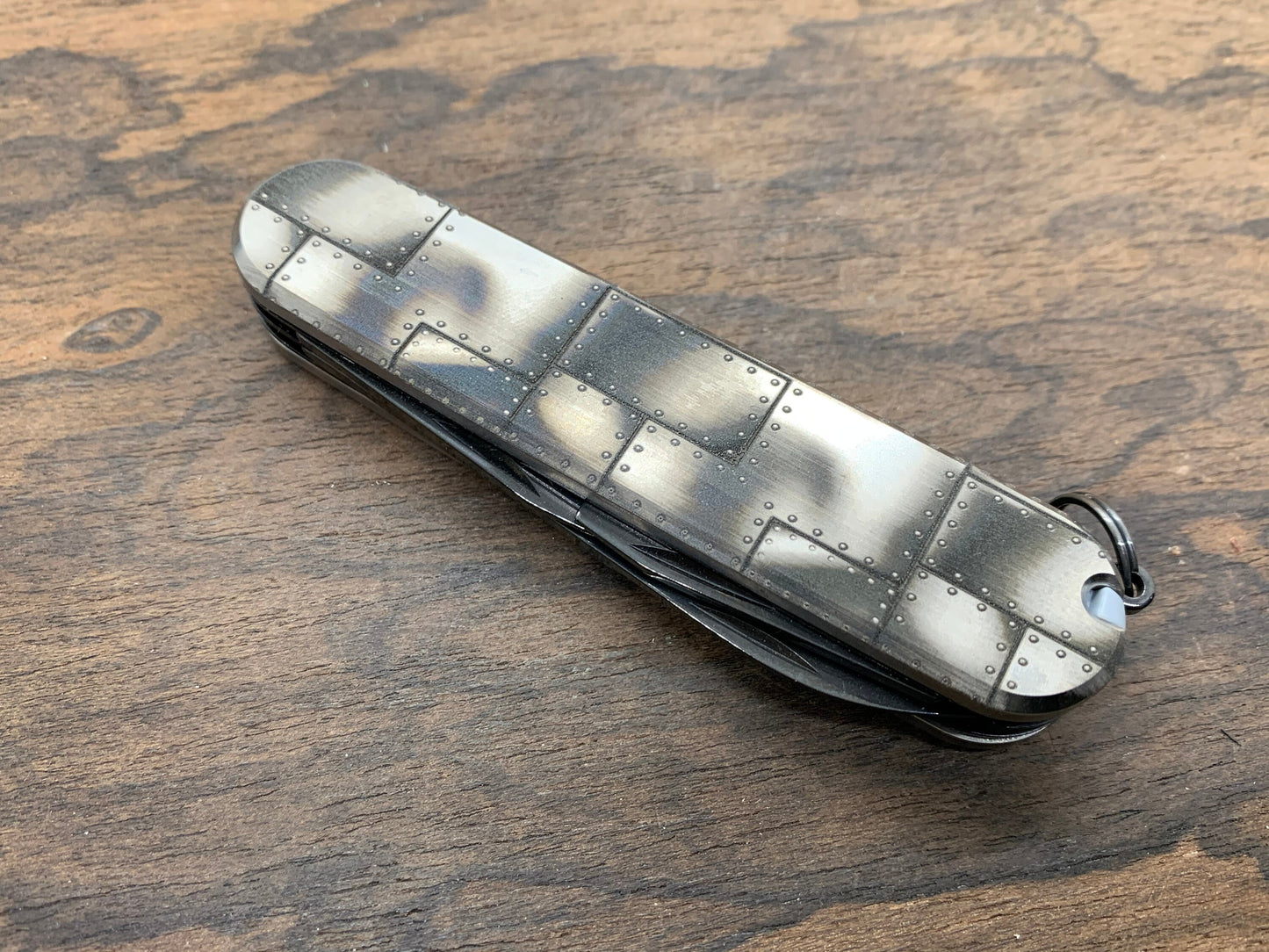 RIVETED AIRPLANE 91mm Titanium Scales for Swiss Army SAK