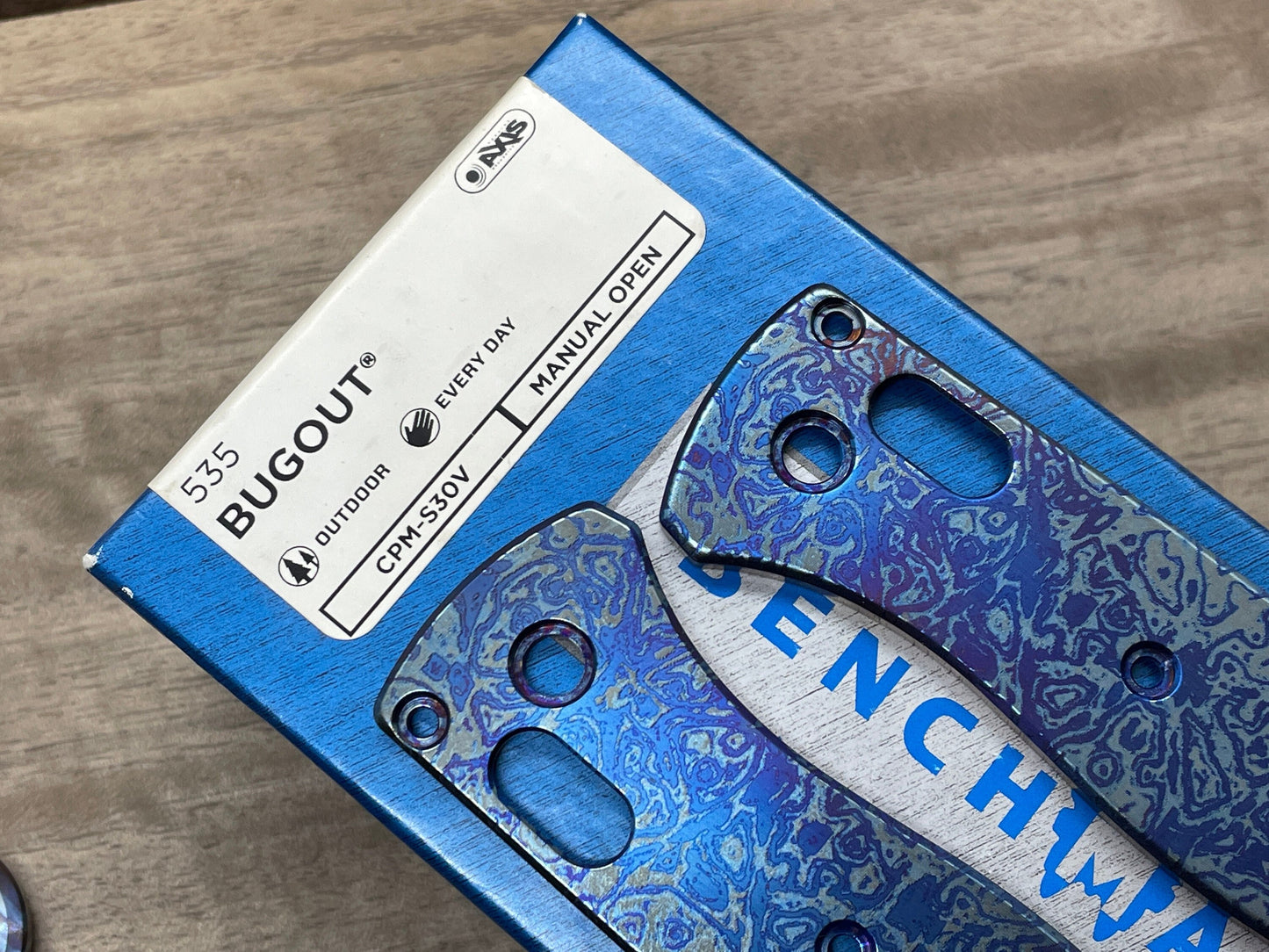 Blue ALIEN Titanium Scales for Benchmade Bugout 535