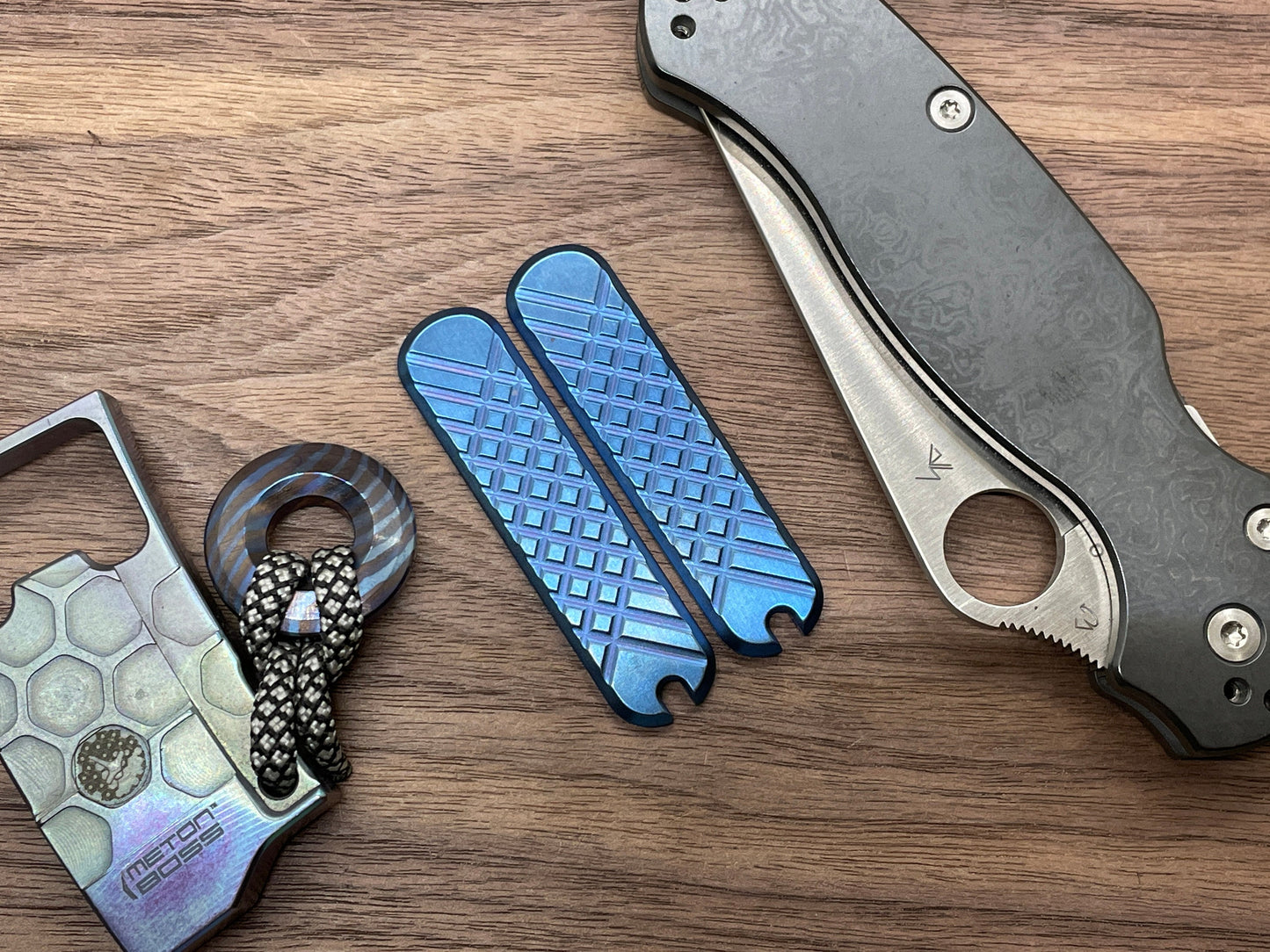 Stone Washed Blue ano FRAG Cnc milled 58mm Titanium Scales for Swiss Army SAK