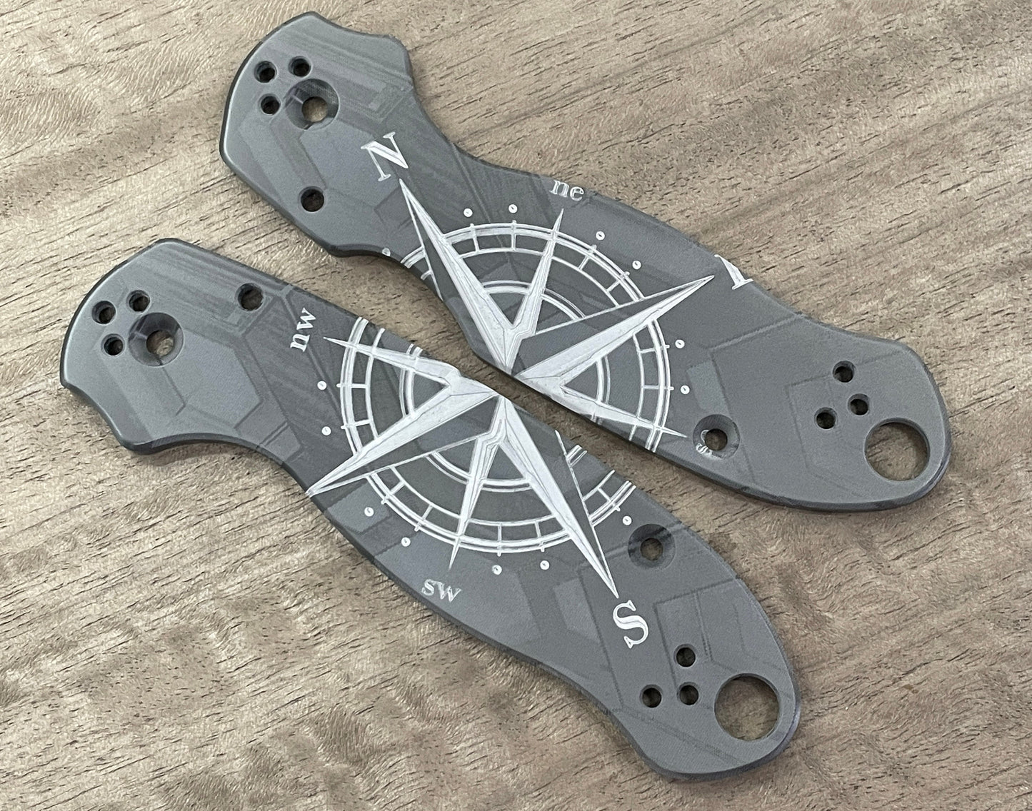 COMPASS engraved Zirconium Scales for Spyderco Para 3