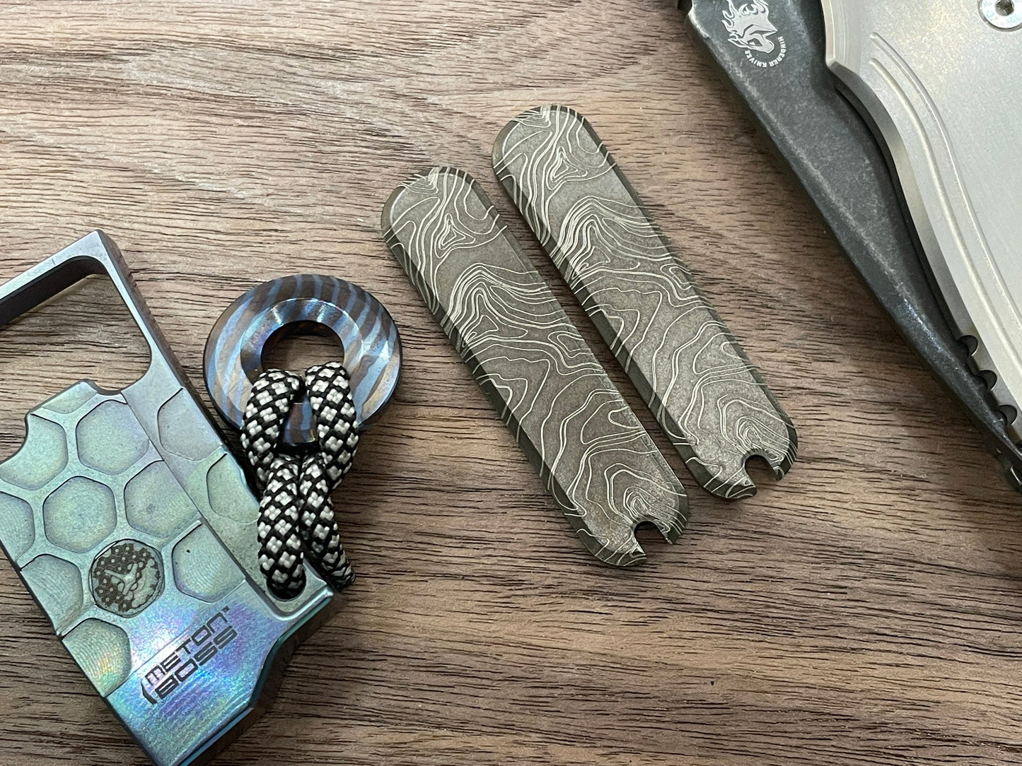 Battleworn TOPO engraved 58mm Titanium Scales for Swiss Army SAK