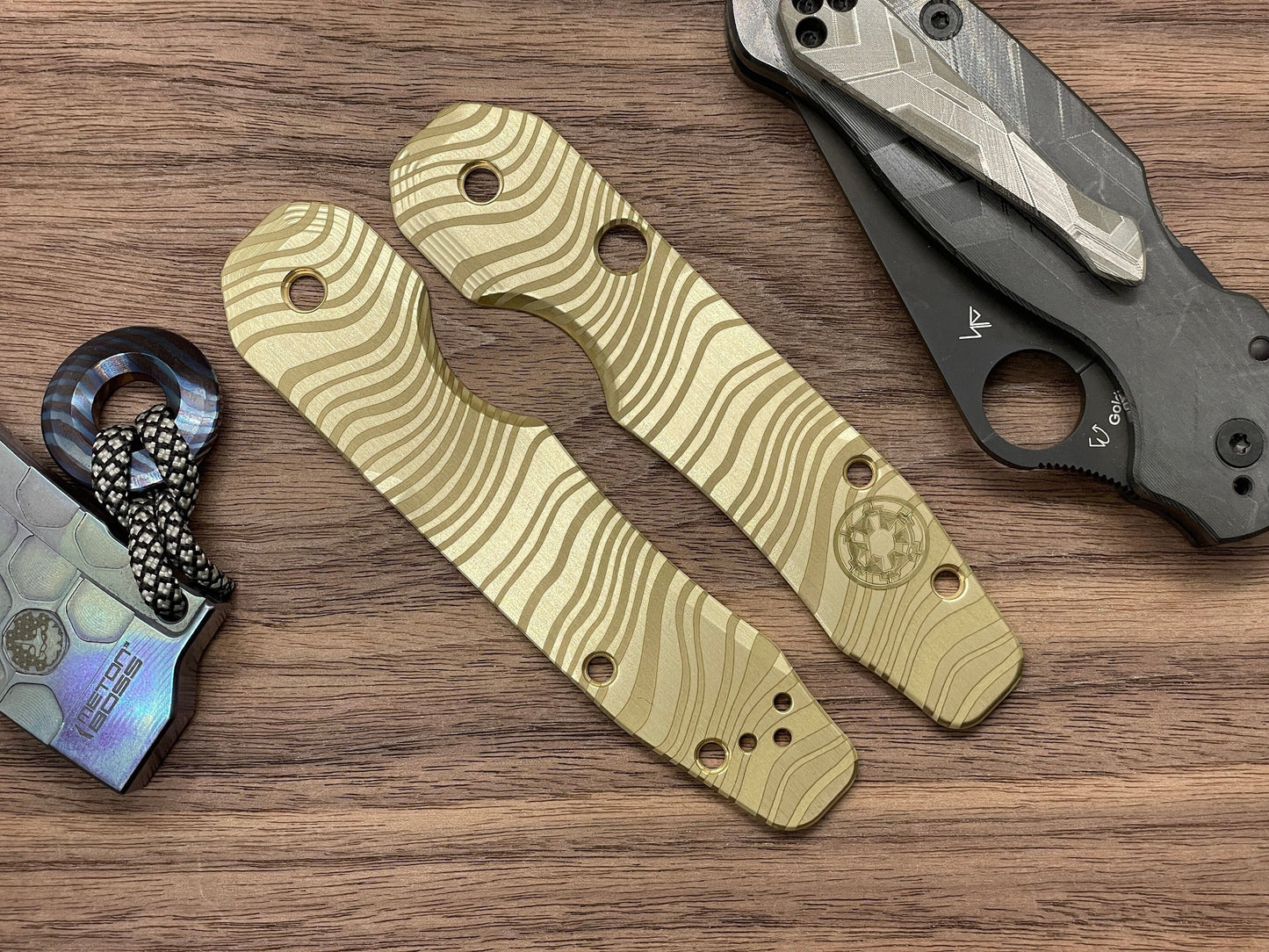 BESKAR Mandalorian Brass Scales for Spyderco SMOCK