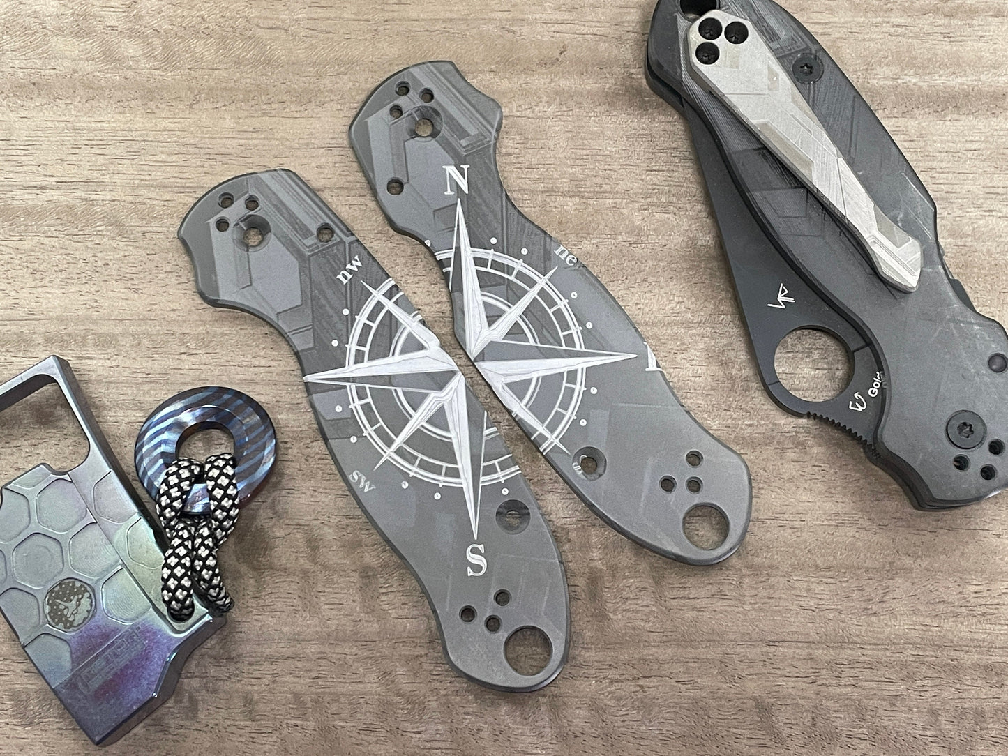 COMPASS engraved Zirconium Scales for Spyderco Para 3