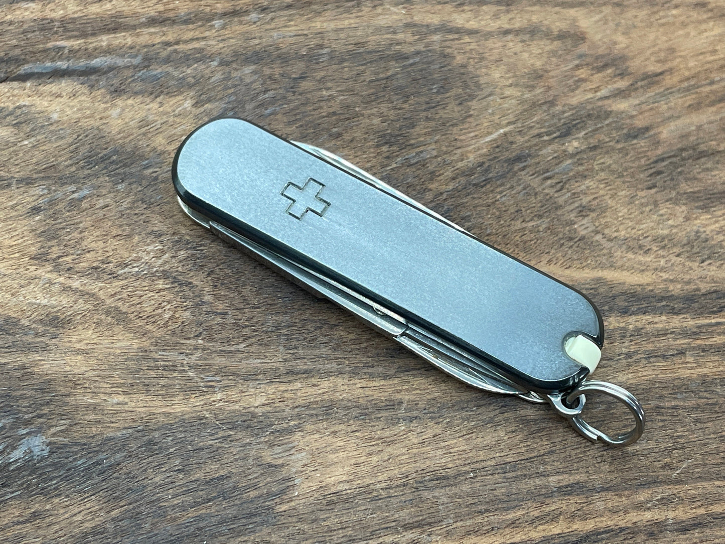 Logo + engraved 58mm Black Zirconium Scales for Swiss Army SAK