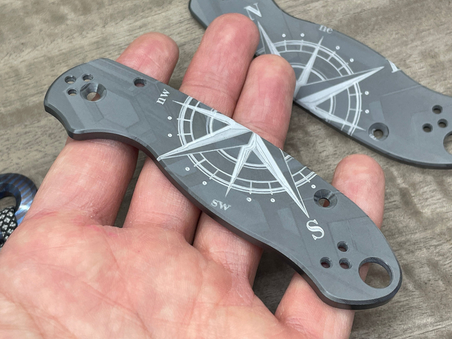 COMPASS engraved Zirconium Scales for Spyderco Para 3