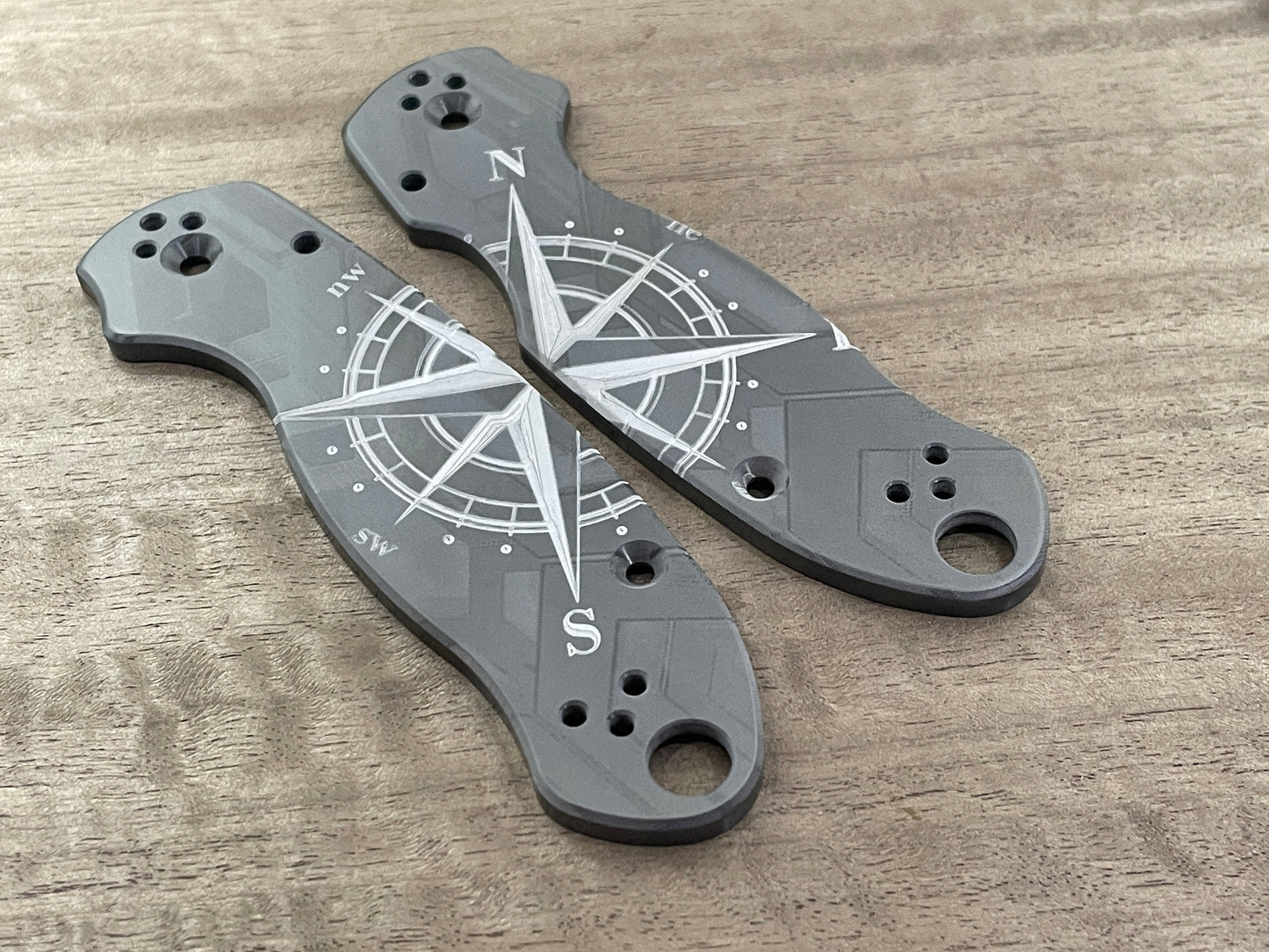 COMPASS engraved Zirconium Scales for Spyderco Para 3
