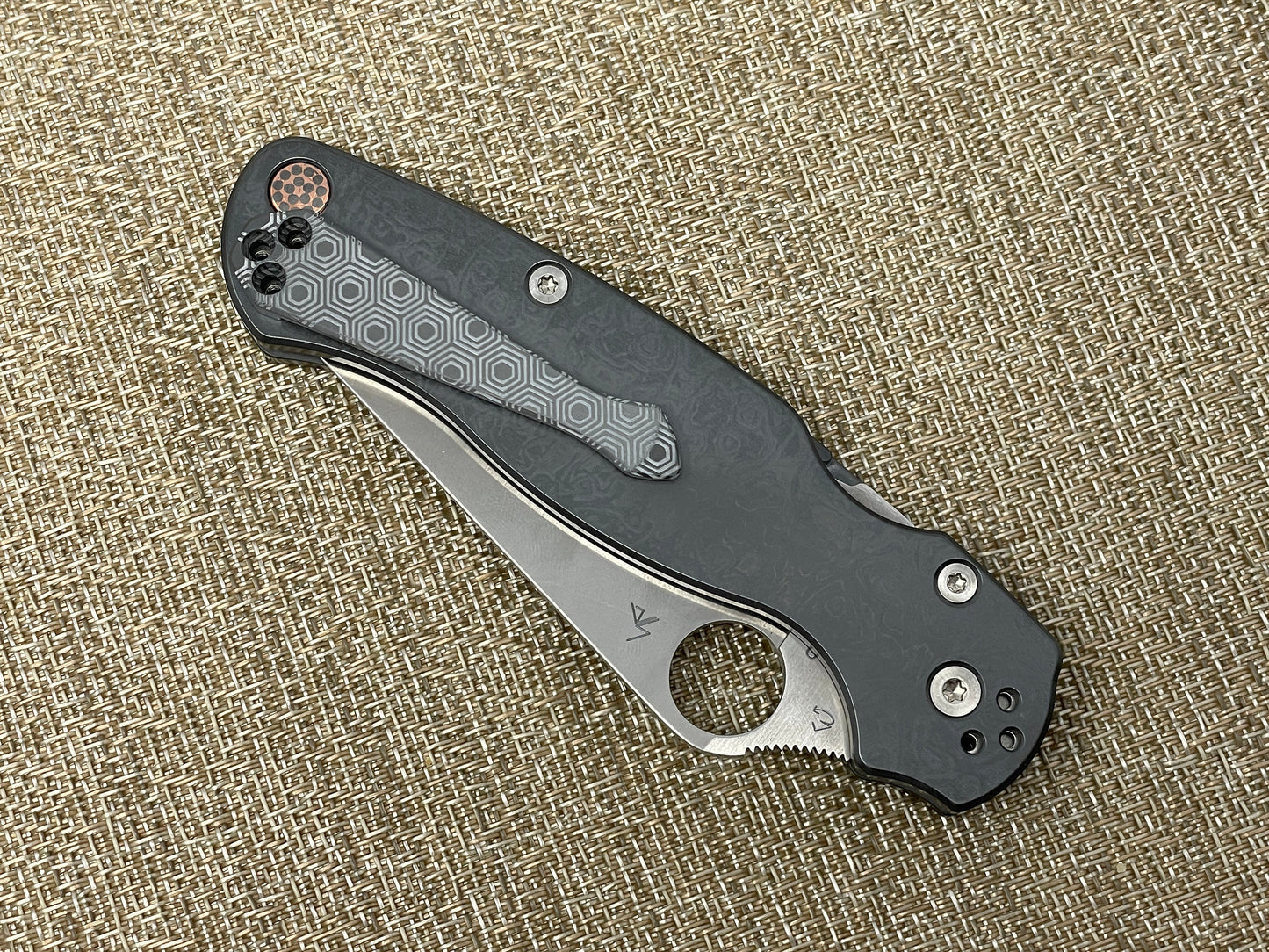 Black Zirconium HONEYCOMB Spidy CLIP for most Spyderco models