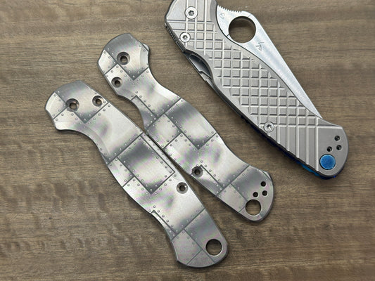 RIVETED AIRPLANE Titanium scales for Spyderco Paramilitary 2 PM2
