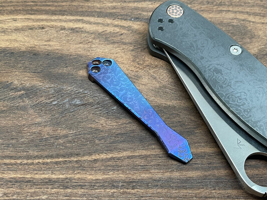 Flamed VICTORIA engraved Dmd Titanium CLIP for most Spyderco models