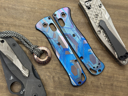 Blue Flamed FALCON engraved Titanium Scales for Benchmade Bugout 535
