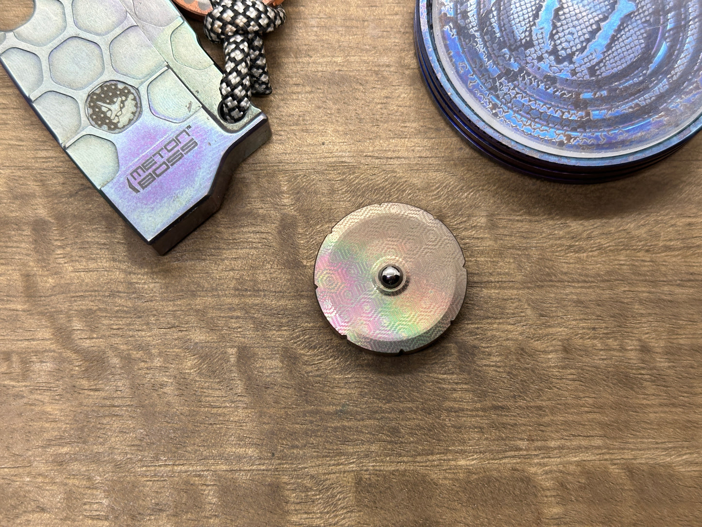 Oil Slick Honeycomb Titanium Spinning Worry Coin Spinning Top