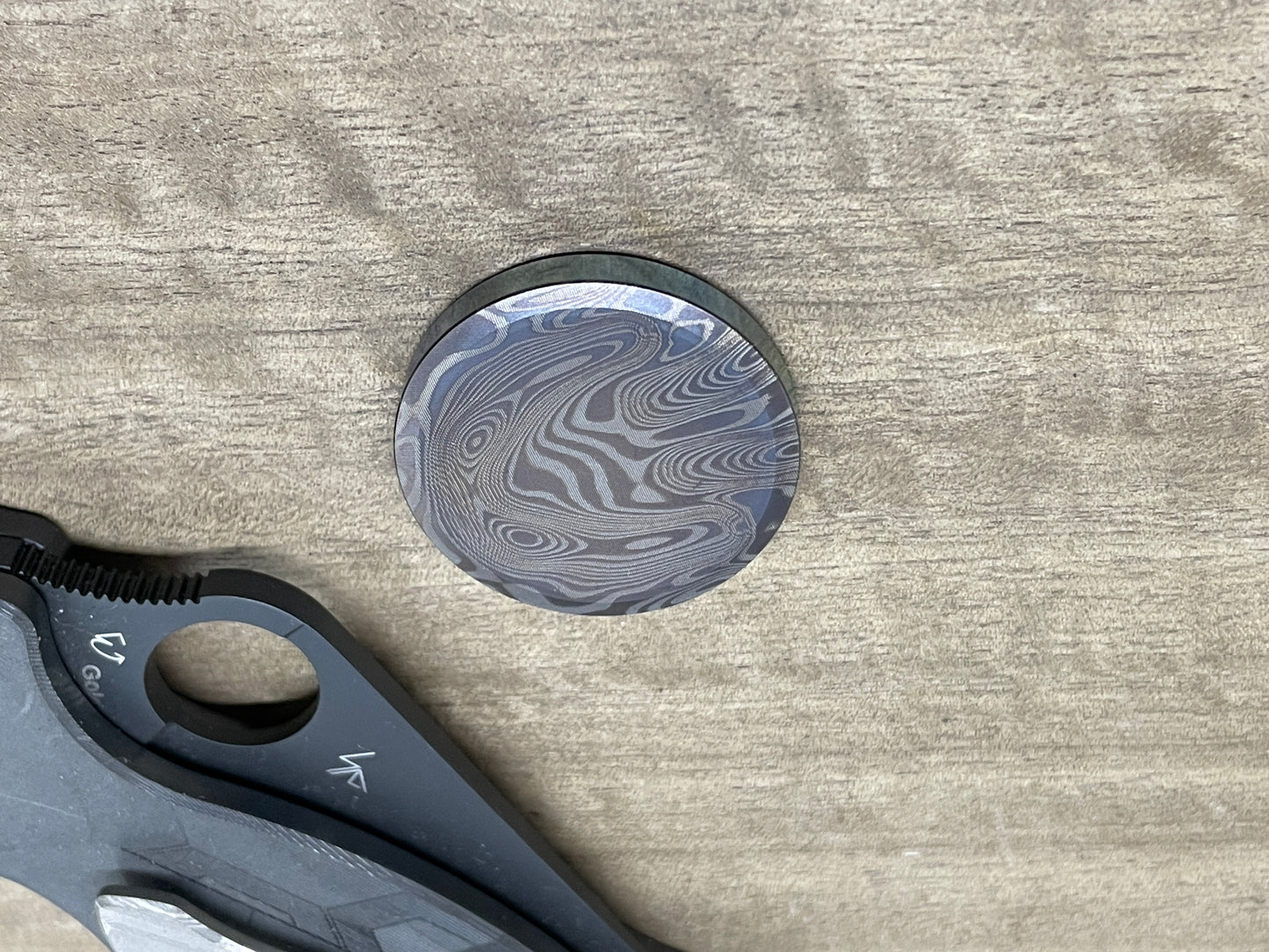 4 sizes Dama FISH pattern engraved Black Titanium Worry Coin