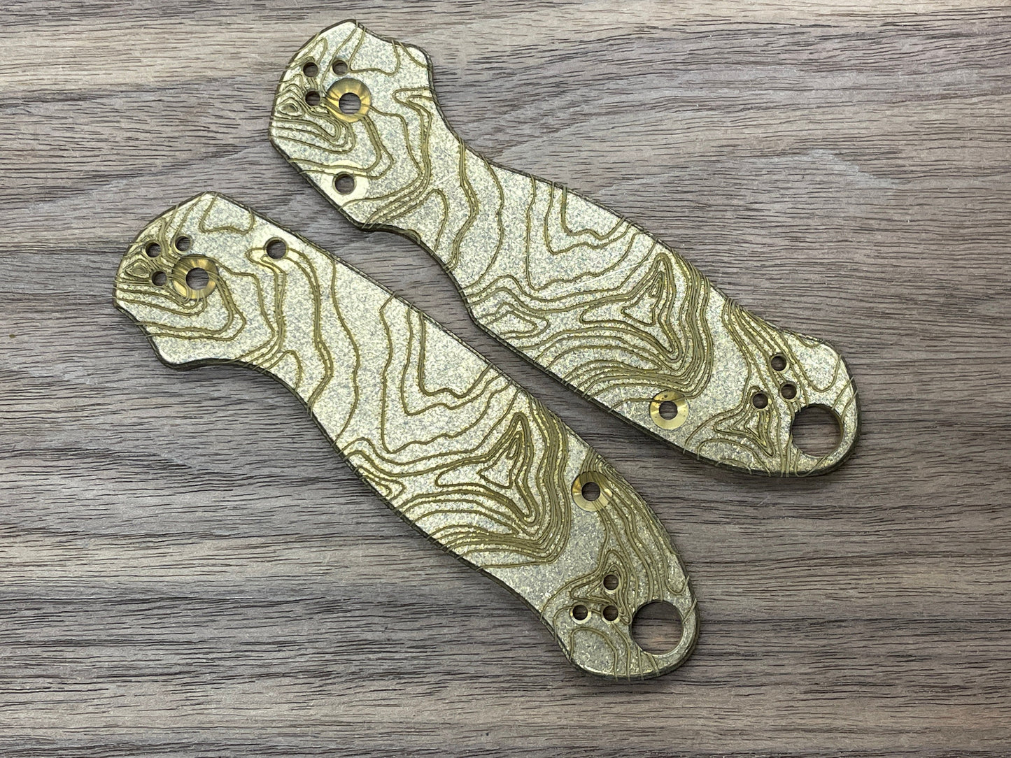 Battleworn TOPO engraved Brass Scales for Spyderco Paramilitary 2 PM2