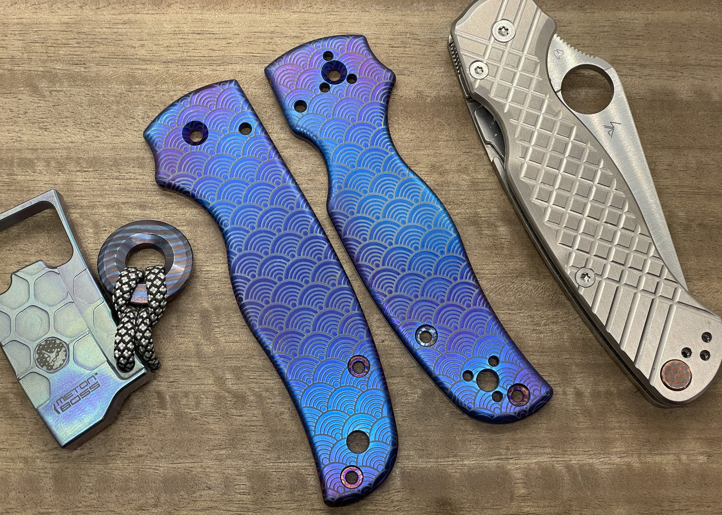 SEIGAIHA Flamed Titanium Scales for SHAMAN Spyderco