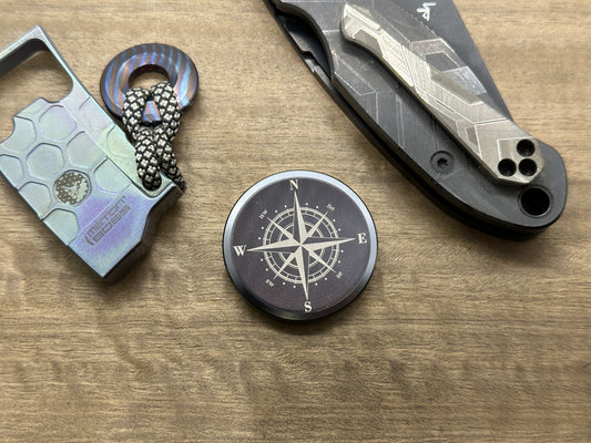 4 sizes COMPASS Black Titanium Worry Coin