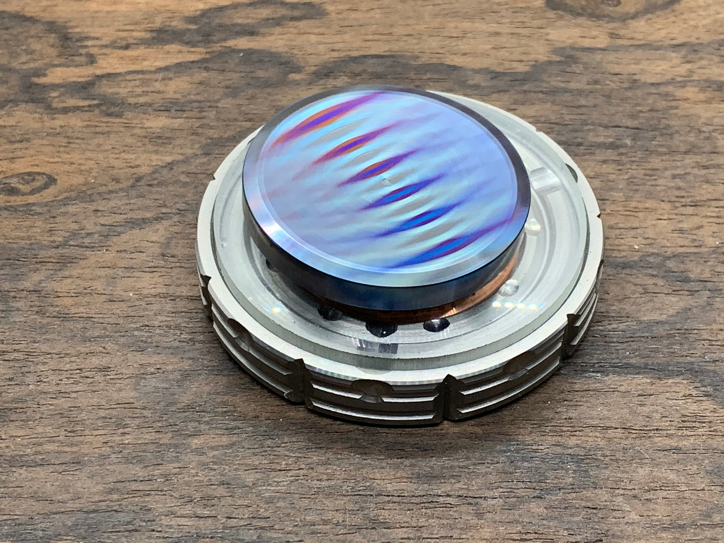 1.48" ZircuTi TWIST MEGA Spinning Worry Coin Black Timascus Spinning Coin