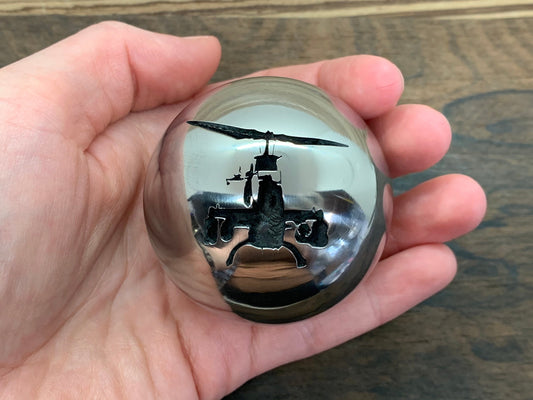 2.15" COBRA Fighter Helicopter Deep engraved Titanium SPHERE + TurboGlow stand