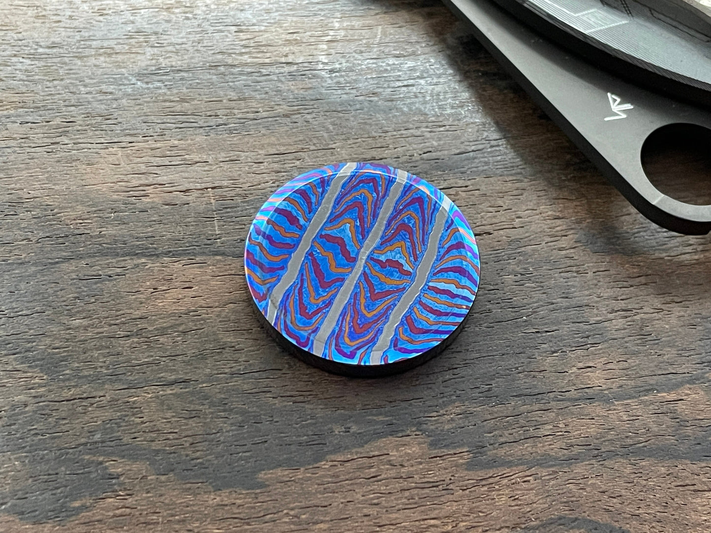 3 Sizes ZircuTi MOSAIC Worry Coin Black Timascus Worry Coin Metal