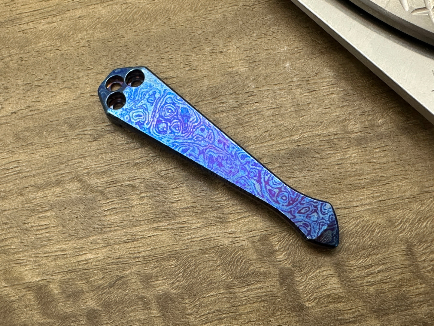 ALIEN Flamed Polished engraved SPIDY Titanium CLIP for most Spyderco models