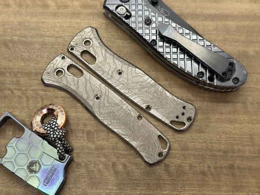 Battleworn TOPO engraved Titanium Scales for Benchmade Bugout 535