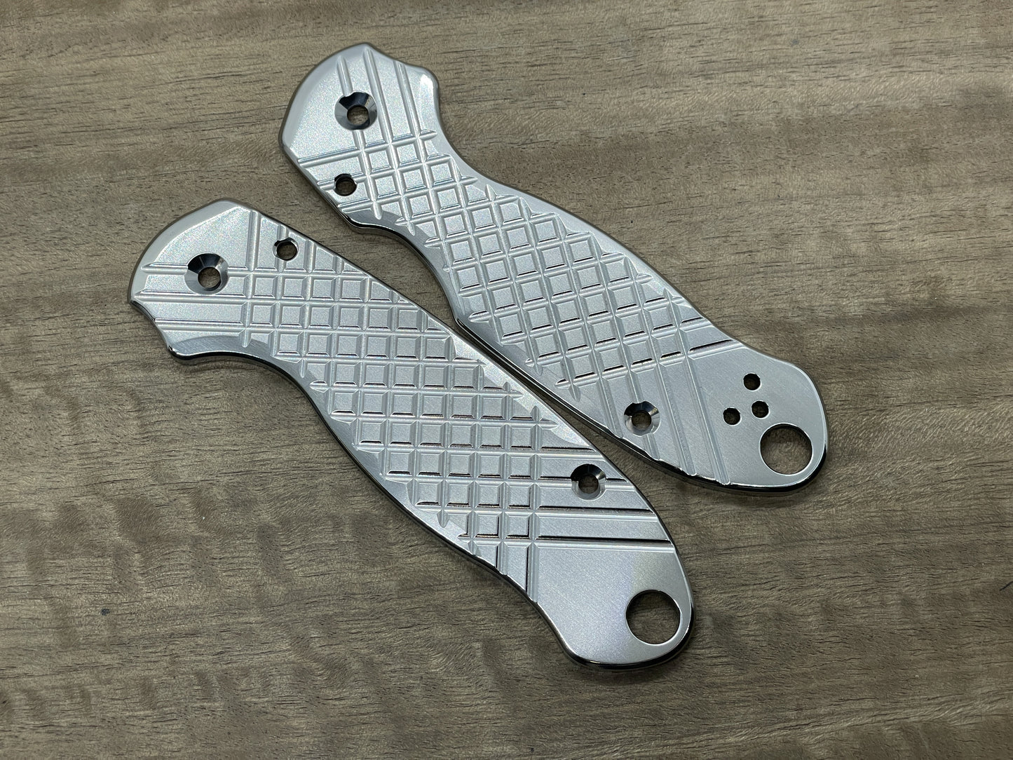 Polished FRAG milled Titanium scales for Spyderco Para 3
