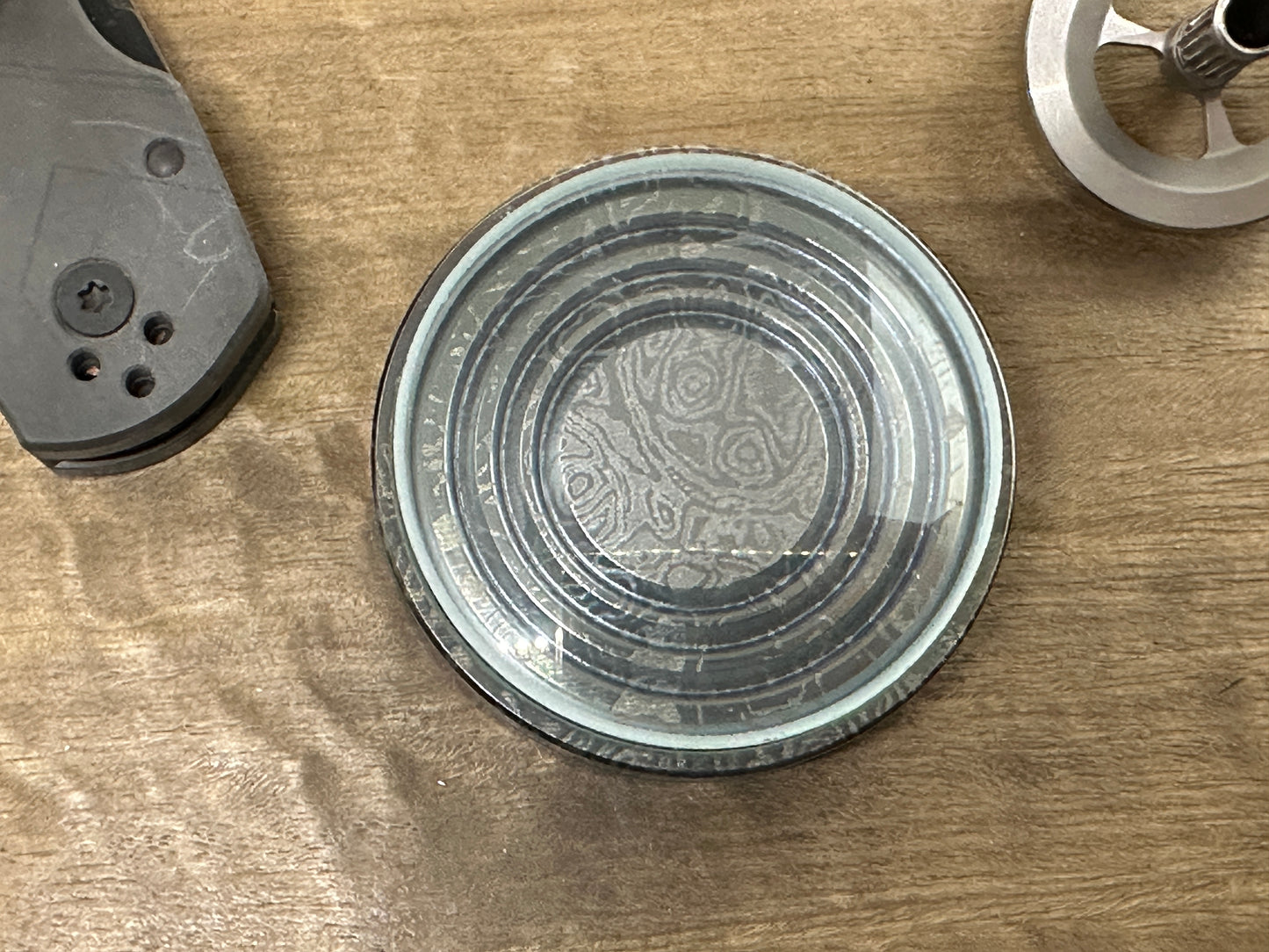 Black ALIEN engraved Titanium Spin base for Spinning Tops & Coins