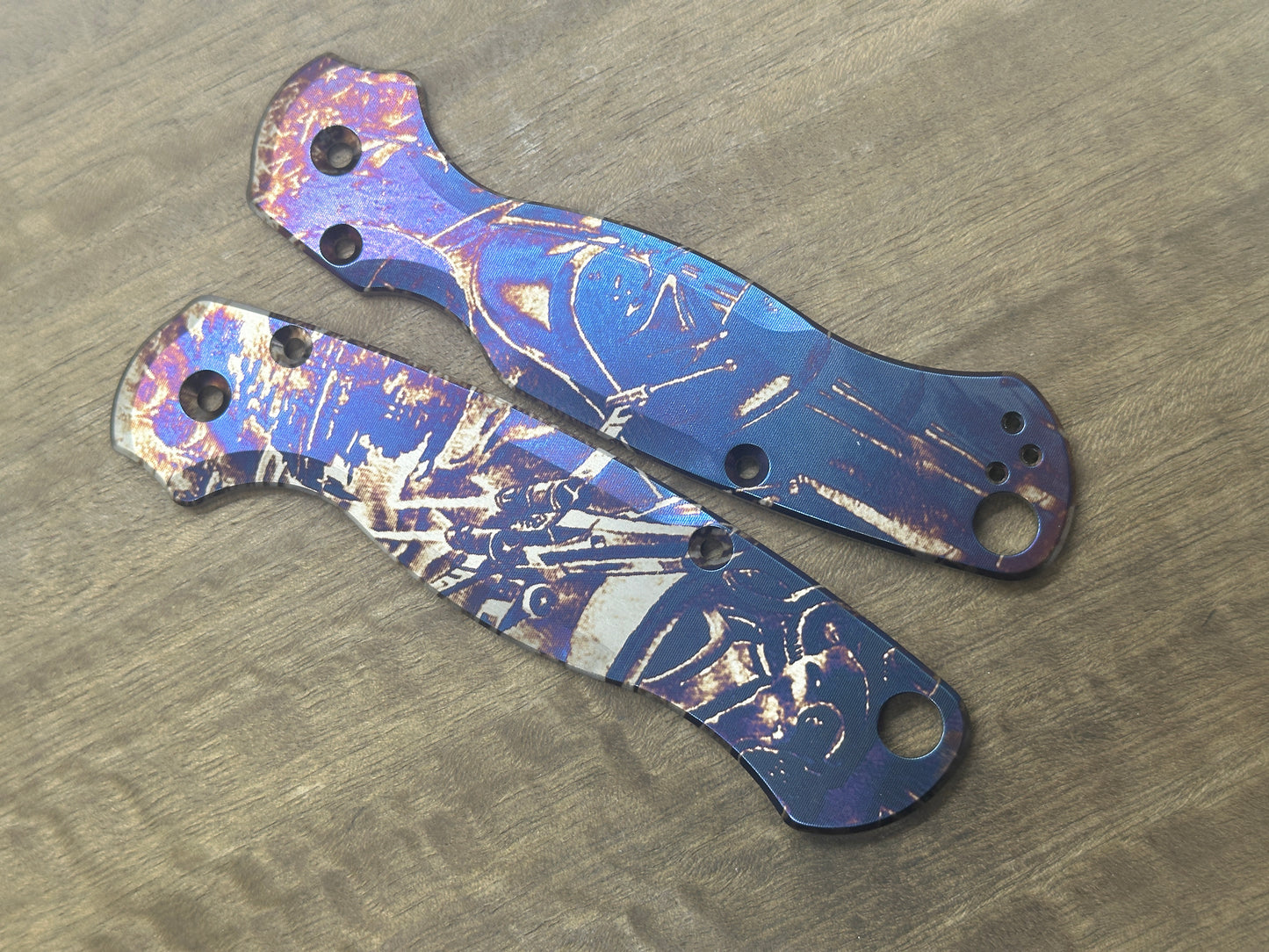 STAR WARS heat ano engraved Titanium scales for Spyderco Paramilitary 2 PM2