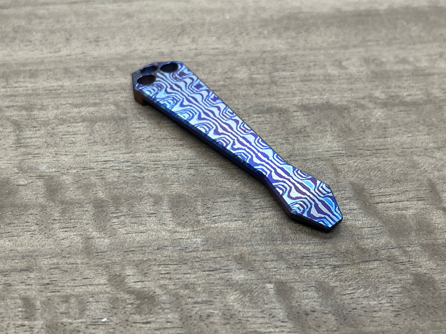 RIPPLE Flamed Dmd Titanium CLIP for most Spyderco models